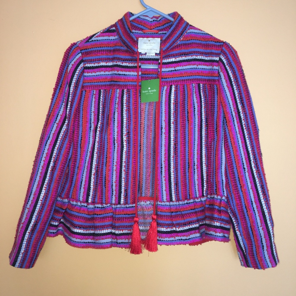 Kate Spade Multicolor Tweed Peplum Jacket